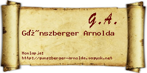 Günszberger Arnolda névjegykártya